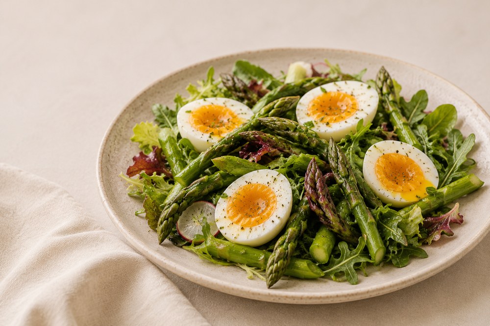 Sałatka ze szparagami i jajkiem — sezonowy przepis na lekką, konkretną i efektowną kolację