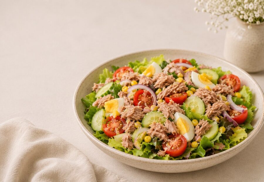 Sałatka z tuńczykiem, która sprawdza się na kolację, lunch i rodzinny stół