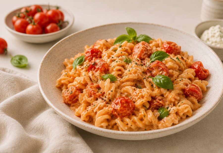 Boursin Tomato Pasta - wariacja na temat słynnego makaronu z pieczoną fetą
