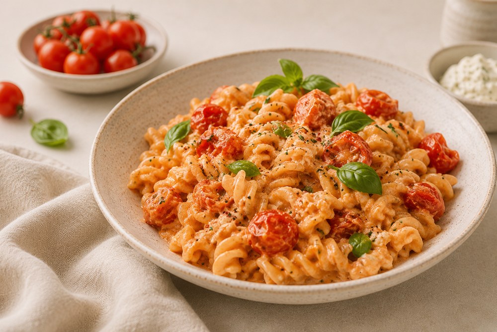 Boursin Tomato Pasta - wariacja na temat słynnego makaronu z pieczoną fetą