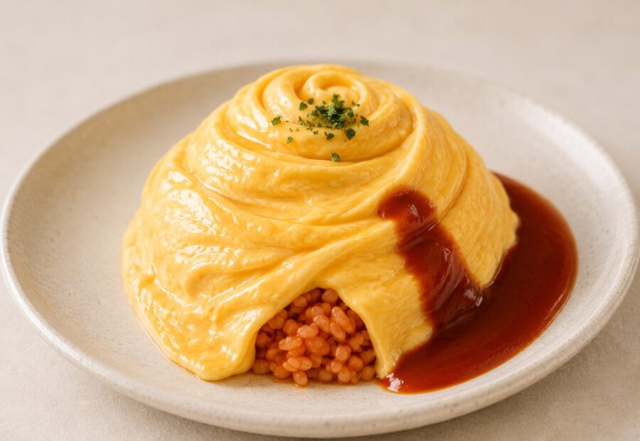 Omurice z wirującym jajkiem (Tornado Omurice) - japoński omlet na ryżu