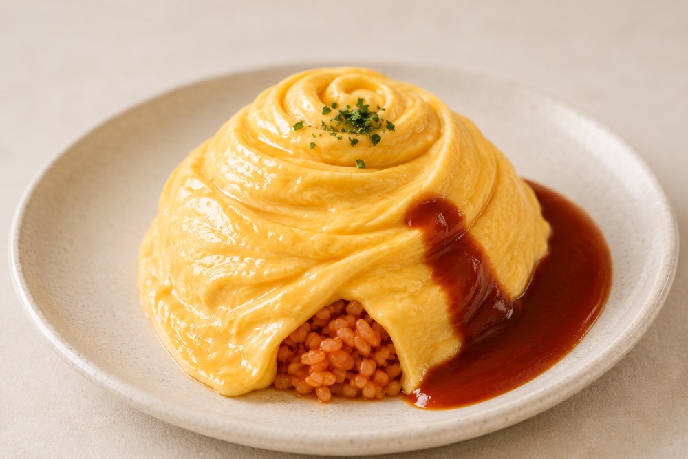 Omurice z wirującym jajkiem (Tornado Omurice) - japoński omlet na ryżu