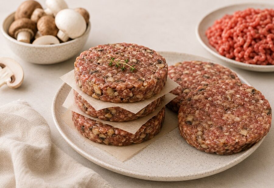 Burger pół mięsa, pół grzybów: najlepsze proporcje, sposób mielenia i zasady mrożenia kotletów