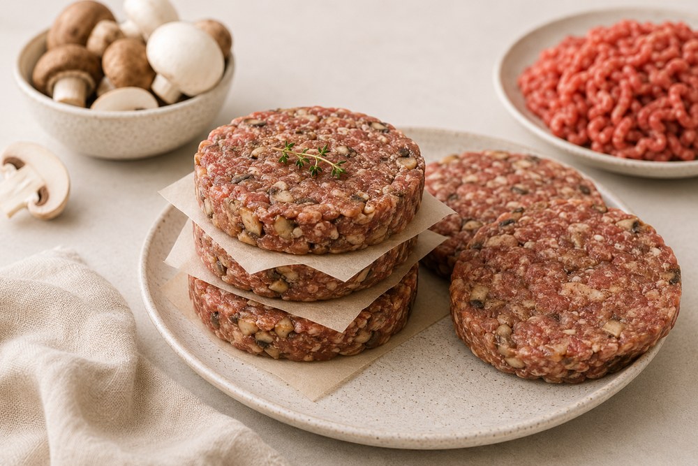 Burger pół mięsa, pół grzybów: najlepsze proporcje, sposób mielenia i zasady mrożenia kotletów
