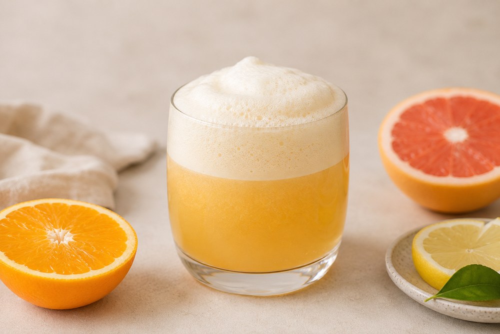 Fluffy juice: jak spienić sok cytrusowy bez białka jajka i dlaczego nie każdy sok utrzymuje puszystą pianę