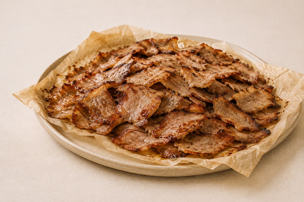 Kebab z piekarnika w papierze do pieczenia (parchment döner) – jak zrobić cienkie, przypieczone płaty mięsa bez rożna?